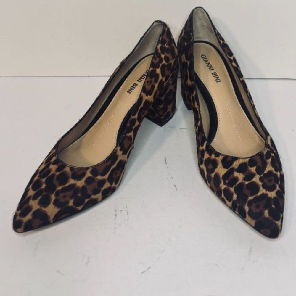 Gianni Bini Leopard Print Calf Hair Pointed Toe Pumps 7M - Picture 4 of 8